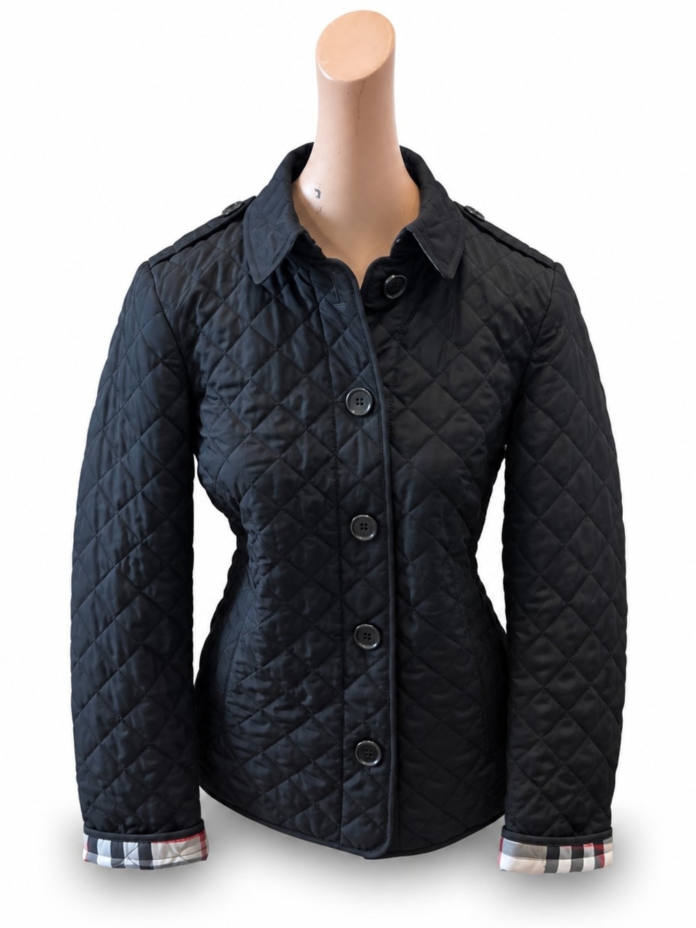 Burberry Button Down & Diamond Stitched Jacket - Women's Size, Medium.